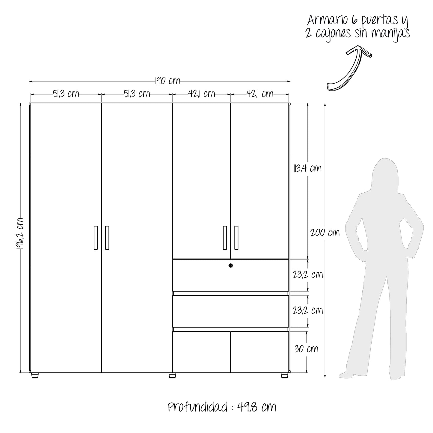 Armario Riga 190cm Gales-Wengue