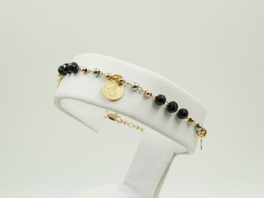 Pulsera San Miguel 3 oros circón negro