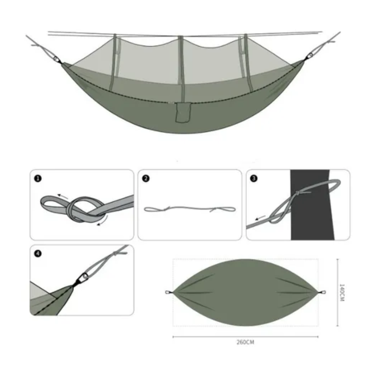 Hamaca verde camuflada para camping