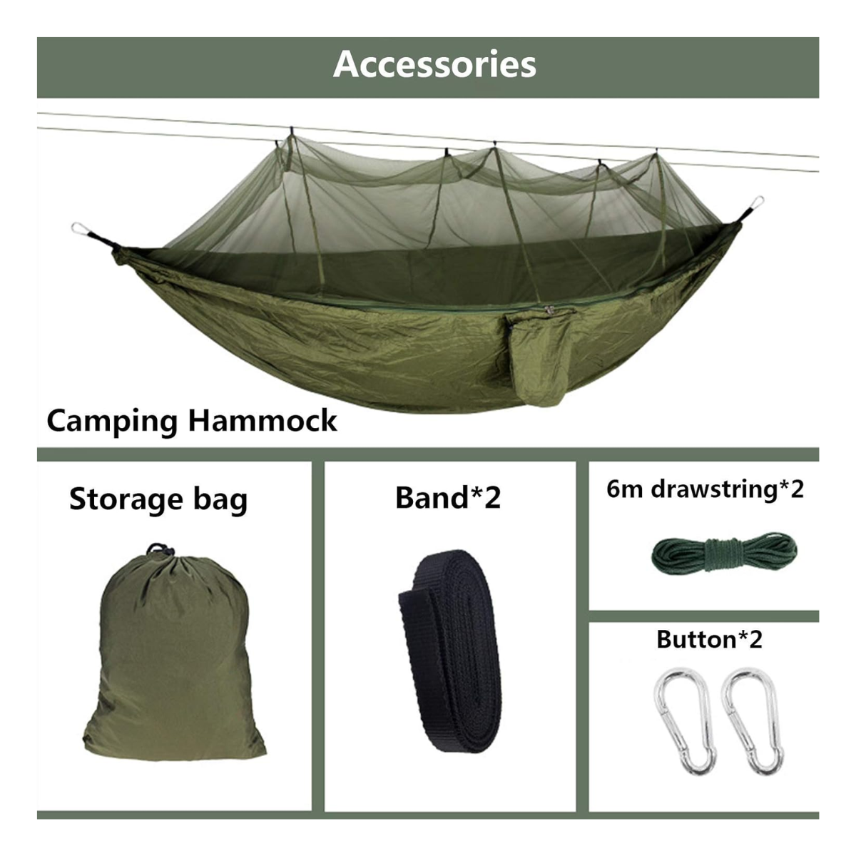 Hamaca verde camuflada para camping
