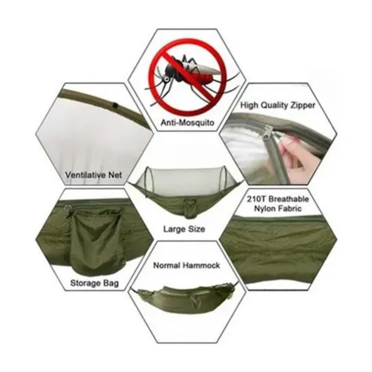 Hamaca verde camuflada para camping