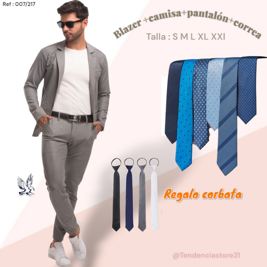 Conj punta de Roma 5 piezas con corbata