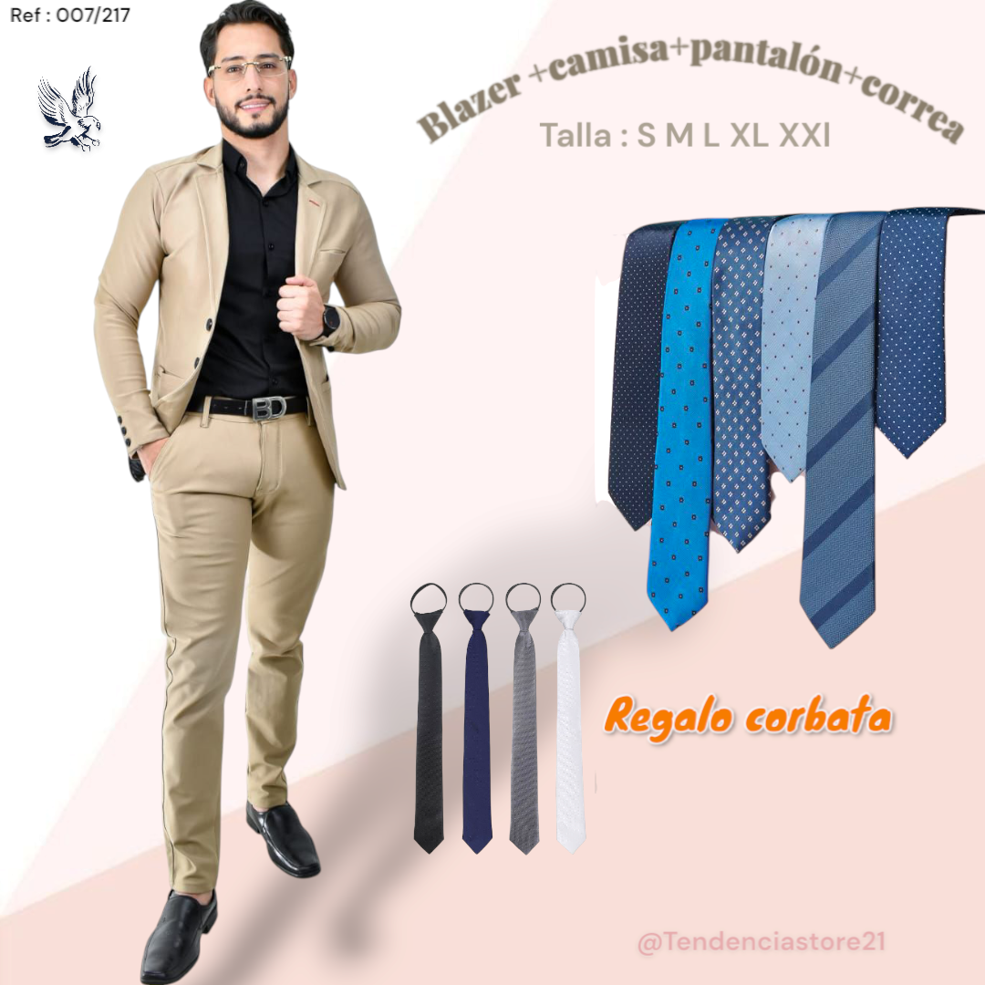Conj punta de Roma 5 piezas con corbata