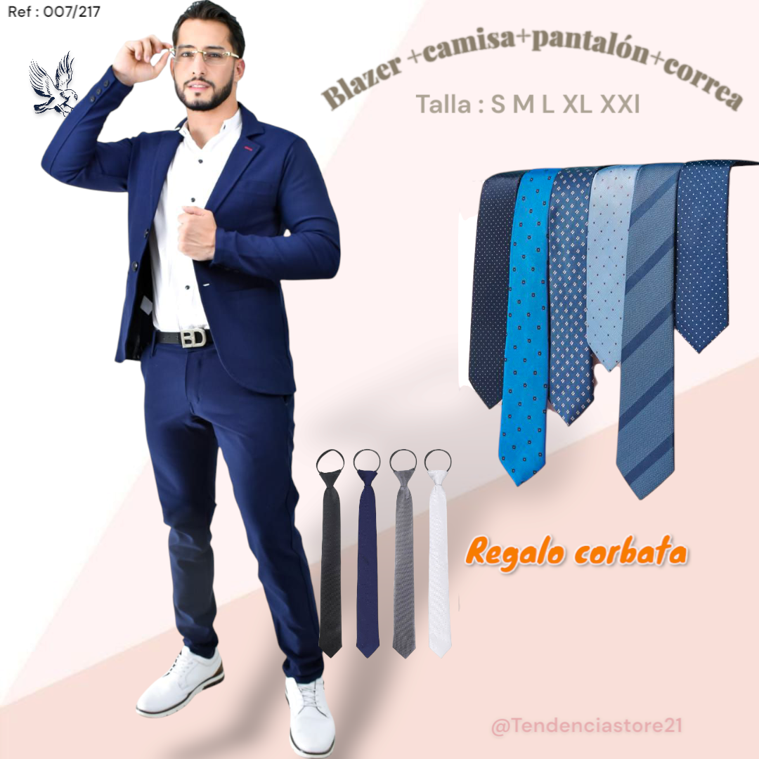 Conj punta de Roma 5 piezas con corbata