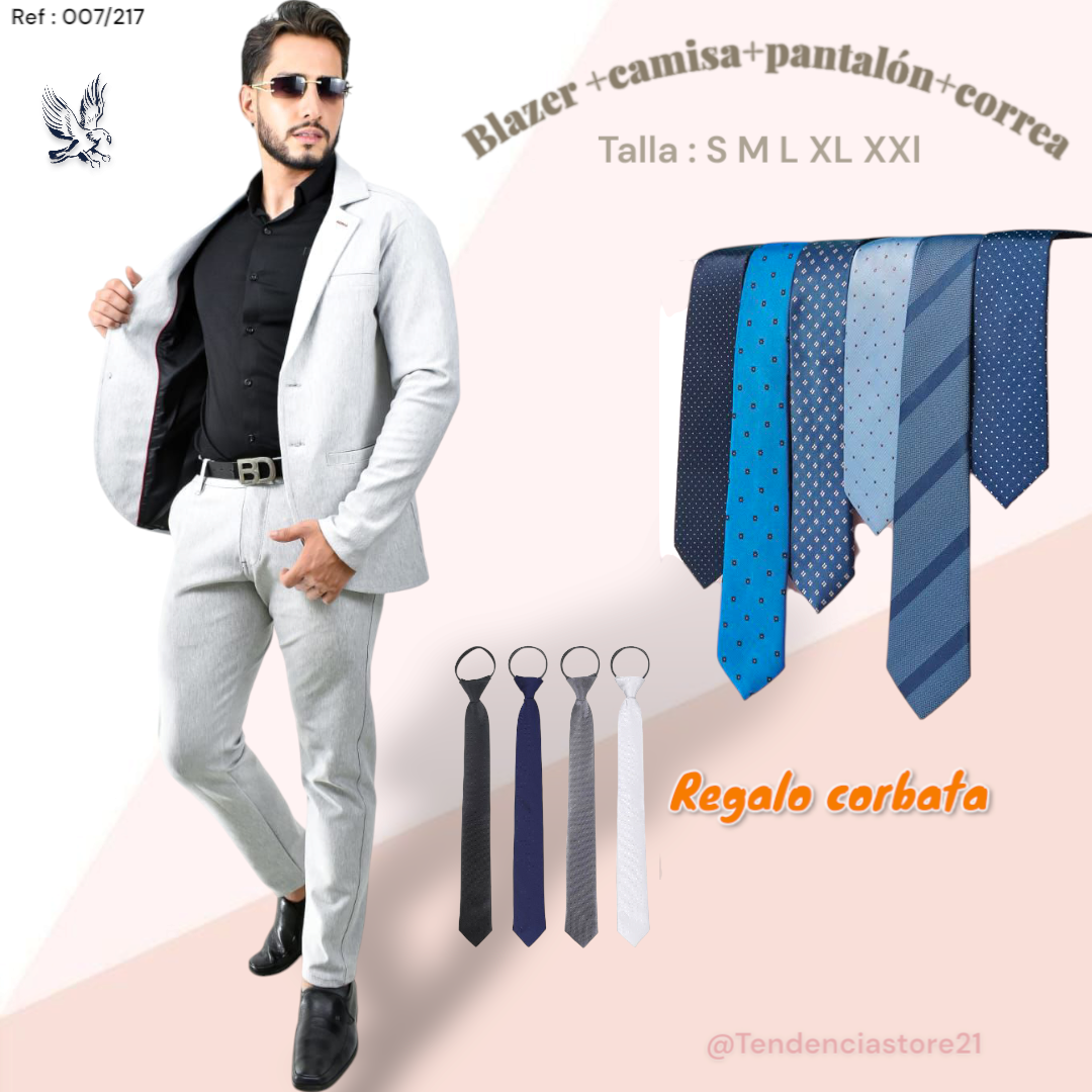 Conj punta de Roma 5 piezas con corbata