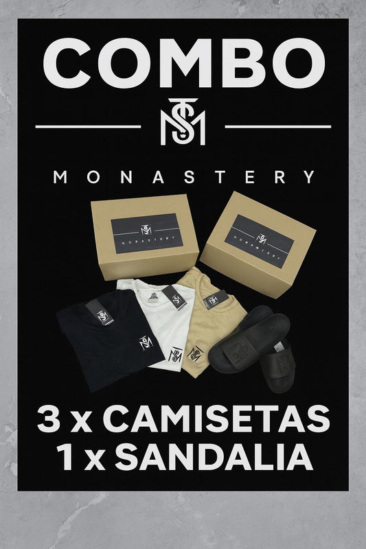 Combo monastery 3 camisetas y 1 sandalia