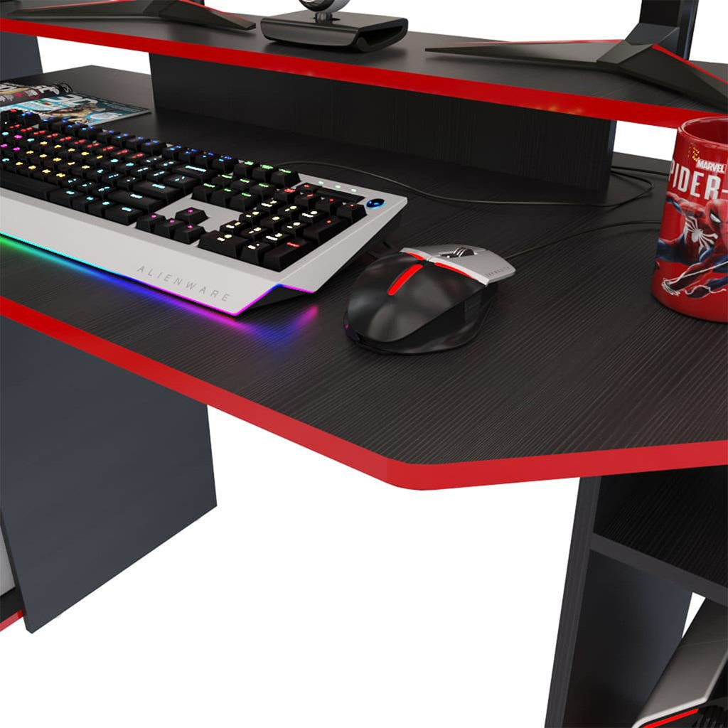 Escritorio Gamer Lax Wengue Canto Rojo