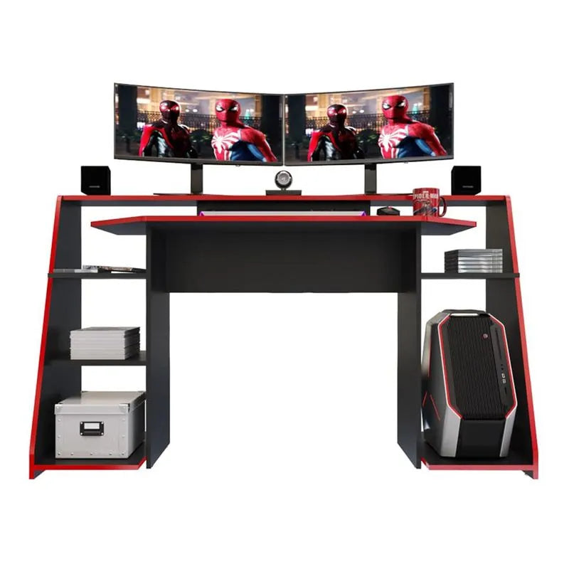 Escritorio Gamer Lax Wengue Canto Rojo