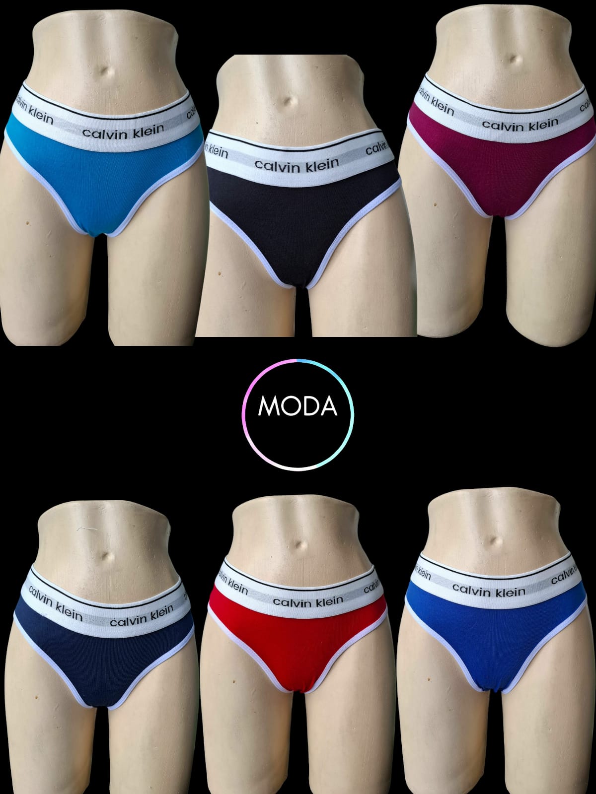 6 Tanga CK algodón + 12 pares de medias